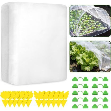 Filet Anti Insecte 3x10M, Comprenant 12 Pièges Collants et 10 Clips de Serre, Découpable à Volonté Filet Jardin Potager, Filet Protection Fraisier Protection Efficace Contre Les Parasites (1/5)