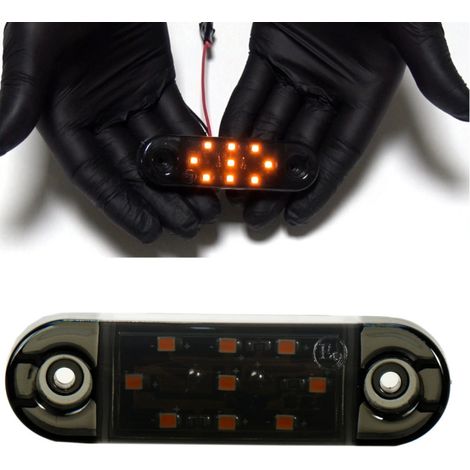 Feu de position à LED teinté avec 9 LED, orange, 12–24 V, câble de 20 cm
