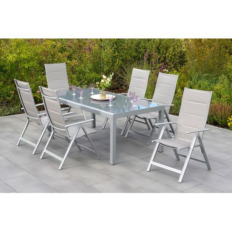 Taviano Set 7tlg 6 Sessel Tisch Halbrundprofil 190x100cm