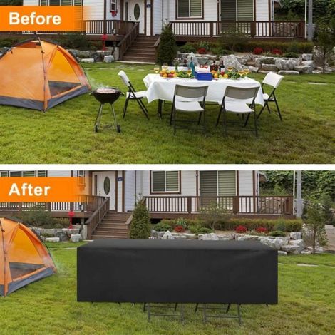 Housse de jardin - Imperméable - Noir - Protection tous temps - Anti-UV - Bâche tissu (1/4)
