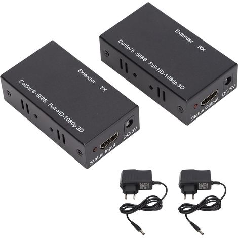 Rallonge de câble réseau pour interface multimédia HD prenant en charge la 3D HDCP 1080p et l'EDID via une seule prise Cat 5E AC100-240VEU