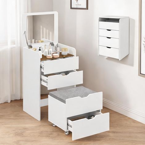 Coiffeuse coloris blanc en MDF 50 x 40 x 78 cm (1/5)