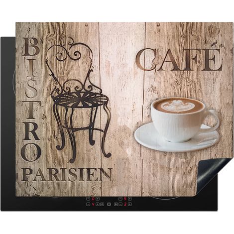 Induction Hob Protector Bistro Parisien - Cafe - Coffee - Vintage 65x52 cm