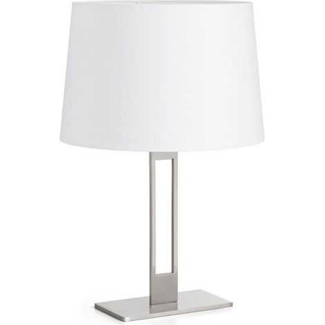 Table lamp CLASSICAL E27 60W Nickel satinato Cotone bianco (1/3)