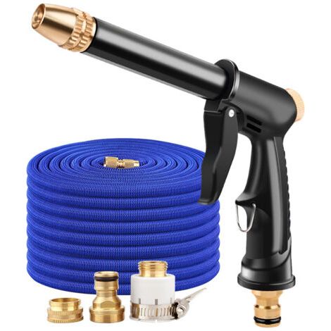 Tuyau d'appoint extensible avec buse réglable, tuyau flexible léger anti-torsion, peut être utilisé pour arroser les fleurs ou laver les voitures.（7.5m） (1/4)