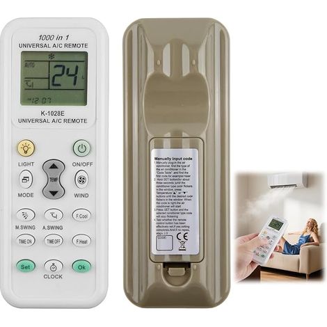 Mando a distancia universal para aire acondicionado, compatible con LG, Daikin, Midea, Samsung, Toshiba, Gree, Panasonic, Haier, Sharp y más de 1000 marcas. Mando a distancia de repuesto con pantalla  (1/5)