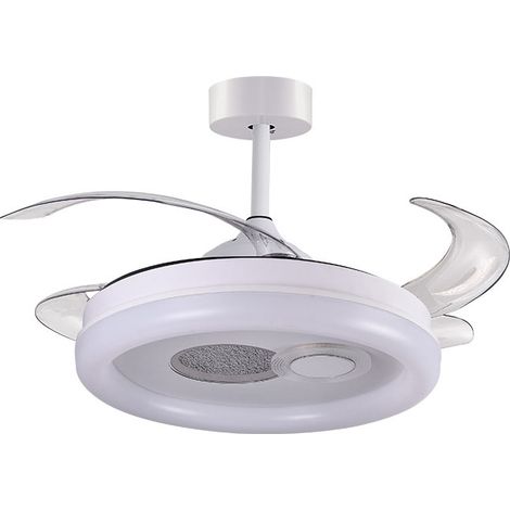 Ventilador DC HERMES blanco, 4 aspas retráctiles, 108W LED 300040006500K, Al.35xD.108/50cm (1/3)