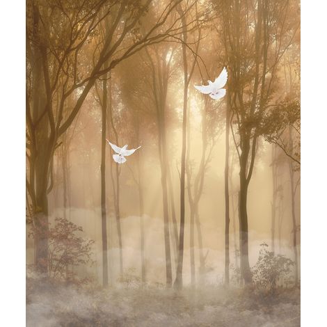 Papier peint panoramique - Forêt Oiseaux - 130 cm x 155 cm (1/2)