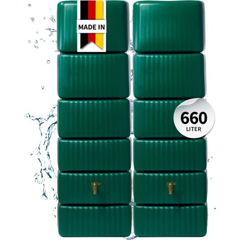 4rain SLIM Wandtank-Set 660 Liter dunkelgrün, 2 x SLIM 330 L inkl. Verbindungsset