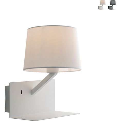 Metall-Wandleuchte mit USB-Anschluss und klassischem Stoffschirm Ciak - Weiß (1/3)