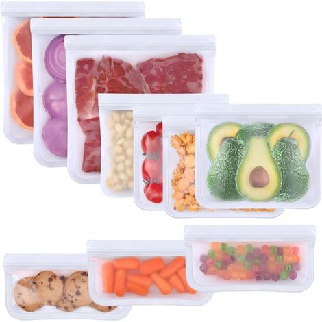 10 sacs de congélation réutilisables, adaptés aux sandwichs et à la conservation des aliments, en PEVA, modèle 1 (1/5)