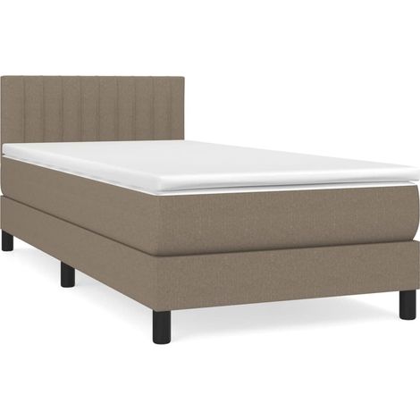 Maison Exclusive - Cama box spring con colchón tela gris taupe 10