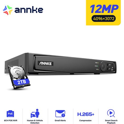 ANNKE 12MP 8CH NVR per sistema di sicurezza domestica PoE registrazione 24/7, HDD da 2 TB (1/5)