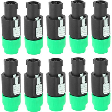 10 connecteurs audio étanches NL4FC 4 broches pour câble enceinte, fiche Speakon verte (lot de 10) (1/5)