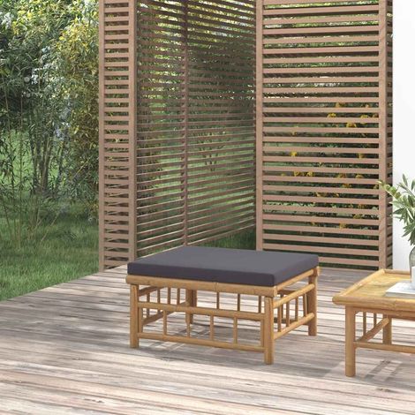 Gartenhocker mit Dunkelgrauem Kissen Bambus
