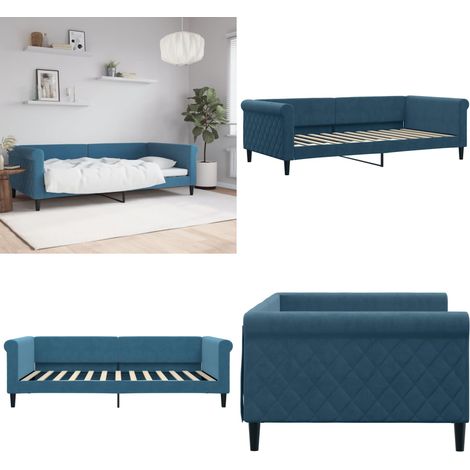 vidaXL Lit de repos sans matelas bleu 100x200 cm velours