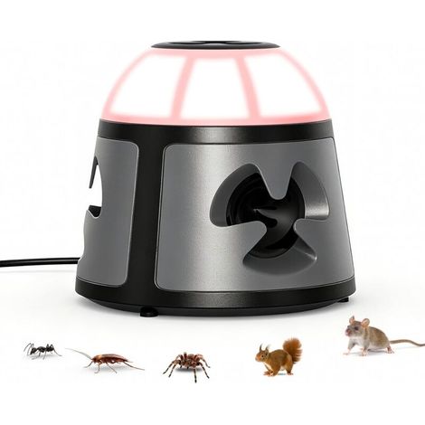 Ultrasonic Mouse and Rat Repellent 360°, 4 Modes, Mouse Repellent with Flashing Light, 600 m² Coverage, Plug-in, Indoor/Outdoor, for Rodents, Spiders, Cockroaches, and Mites