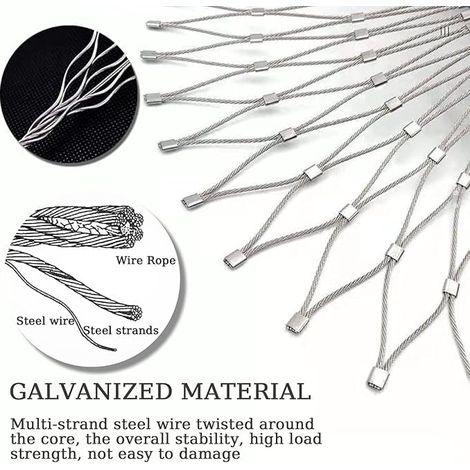 Rouleau de Grillage Galvanisé, Souple Câble de Maille D'acier Inoxydable Maille de Câble de Balustrade pour Anti-chute Écran de Clôture de Jardin Pont Escalier Balcon Filet ( Couleur : Silver , Taille (1/4)