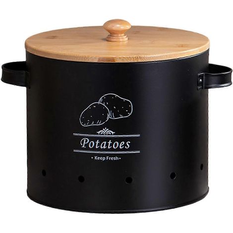 Boîte de rangement en métal pour pommes de avec couvercle (1/4)