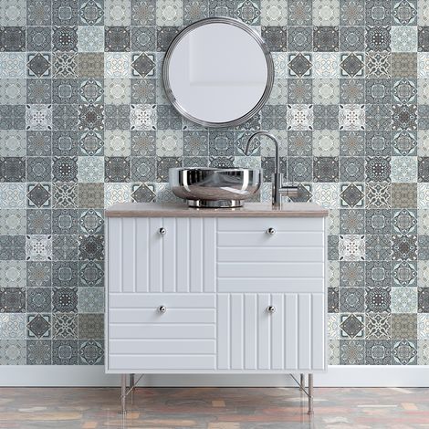 Sticker Mural Carrelage adhésif Cuisine Salle de Bain - 60 STICKERS CARRELAGES AZULEJOS AMBERTA - 60stickers15x15cm (1/5)