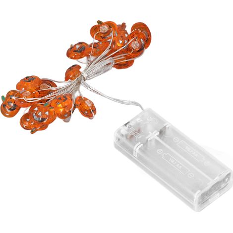 Guirlande lumineuse citrouille de 2 m de long, 20 LED, fil de cuivre, à piles, décoration d'Halloween pour intérieur et extérieur. (1/5)