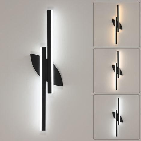 Goeco Applique Murale Nordica Semplice in Acrilico Nero – Luce Tricolore Regolabile 14W 220V (1/5)