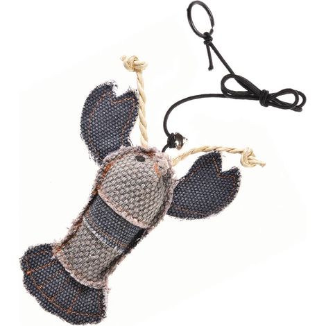 Jouet en tissu CatNip avec élastique et anneau pour chats modèle homard 12 cm