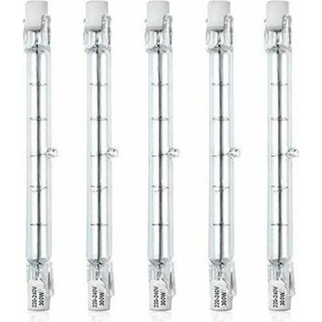 Dimmable R7s 118mm 300w Ampoule Halogène Crayon Ac220-240v 5900lm J118 Projecteur Halogène Linéaire Pour Léclairage De Paysage, Sécurité, Lampadaire (Lot De 5, Blanc Chaud 2800k)