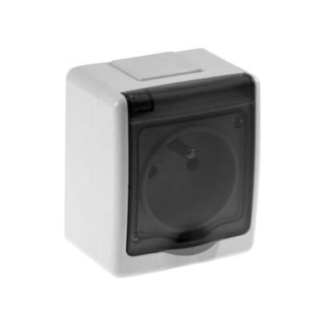 Einzelne hermetische Beta-Steckdose, grau, Rauchschutzklappe, IP44 /D.3610G/1/
