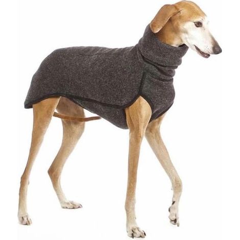 Vêtements pour lévriers de grande taille, pull à col roulé, gilet polaire extensible, pull pour animaux, manteau pour chiens de taille moyenne à grande, gris foncé, XL (1/4)