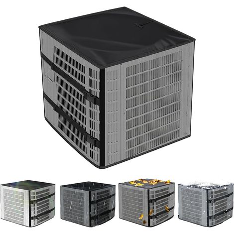 Housse pour climatiseur Protection étanche avec sangle réglable  Protection pour Condensateur de Climatiseur Central pour hiver/, pompe chaleur, chauffage/condenseur, anti-feuilles (1/5)