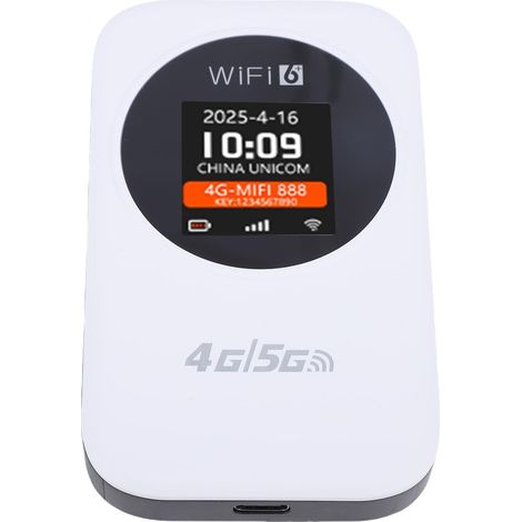 Routeur WiFi Mobile 4G, Point D'accès sans Fil Léger pour Les Voyages d'affaires et Le Camping, Connexion à 10 Appareils, écran LCD (White) (1/5)