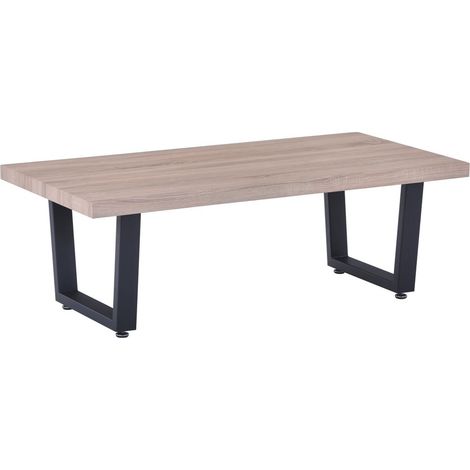 Table basse de salon style scandinave décor chêne Sonoma et métal noir 120x60x40 cm - PANGIVO (1/4)