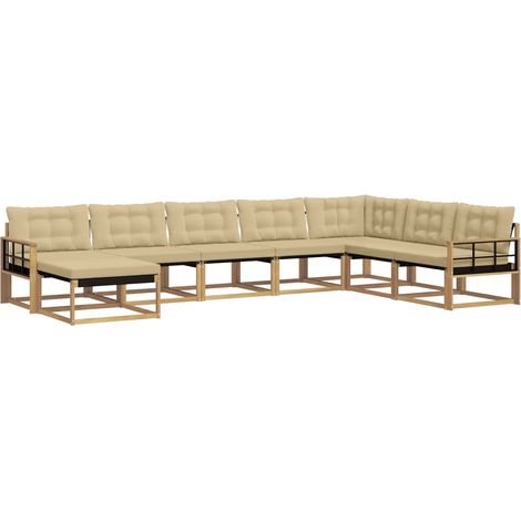 Conjunto de sofás de exterior con cojín 8 pcs y Beige vidaXL