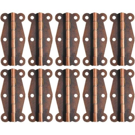 Lot de 10 charnières décoratives en bois pour boîte à bijoux ou coffret cadeau, 23 mm, rouge. (1/5)