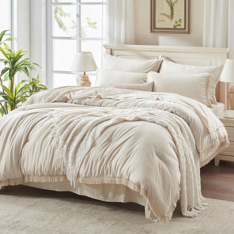 Parure de lit King Size, 7 pièces, Beige (1/5)