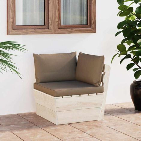 Canapé d'angle de jardin palette Canapé relax - Banc de jardin avec coussins Épicéa imprégné BV567975 - BonneVie (1/5)