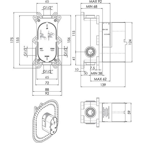 SCELTO DA DESIVERO Corpo incasso doccia c/deviaz. completo di scat.ingr.acqua calda e fredda 1/2" codice prod: DSV17326