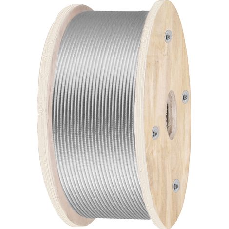 Mophorn Cable de acero inoxidable 316 de de 500 pies, cable de acero de 3/16 pulgadas, 1 x 19 hebras, resistencia a la rotura de 4700 libras para escaleras, pasamanos y tendederos (1/5)