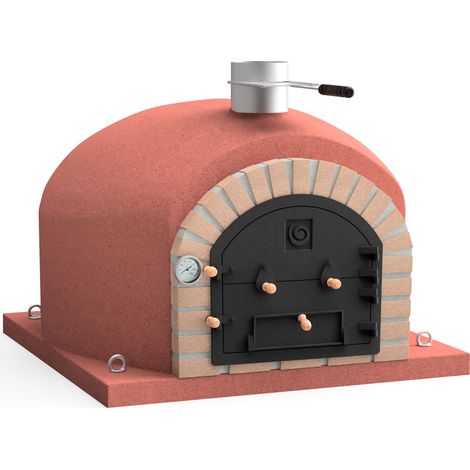 MOVELAR - Horno de Leña Exterior de Obra VESUVIUS (Burdeos - 100 x 100 x 77 cm) – Horno exterior tradicional, aislado con corcho, 3 mantas cerámicas, ideal para pizzas y pan - REF: 7012 (1/4)
