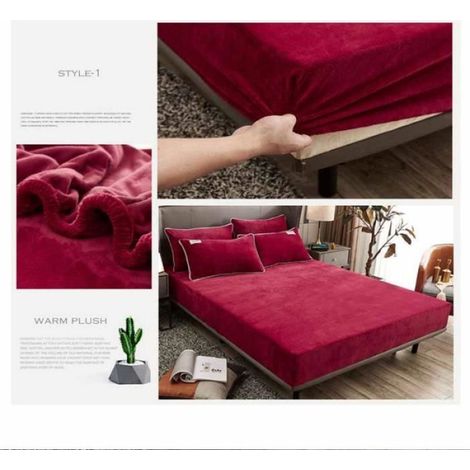 Matelas isolant - 180x200cm - Flanelle solide - Couverture d'hiver - Rouge (1/3)