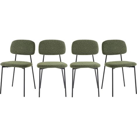 Lot de 4 chaises en tissu bouclé vert kaki - Lorie (1/5)