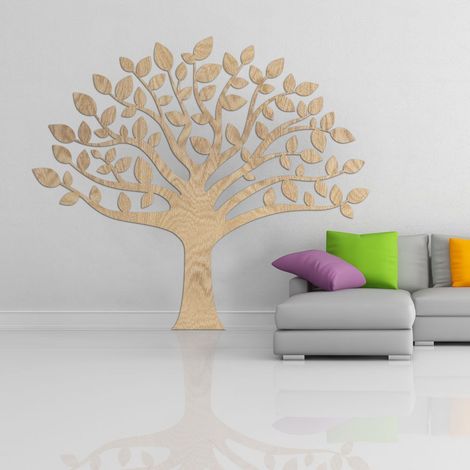 Decorazione in legno albero della vita, legno chiaro in legno MDF, altezza 1,7 metri (1/3)