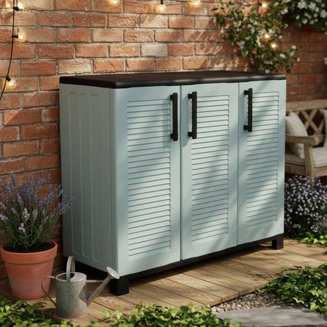 Outdoor-Schrank - Gartenmöbel Hellgrau 102x37x90h cm (1/5)