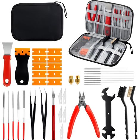 Kit Outils Impression 3D Standard – Outils Post-Traitement Imprimante 3D avec Coupe Filament, Couteau de Précision, Spatules, Limes et Aiguilles Nettoyage Buse pour PLA ABS Résine (1/5)