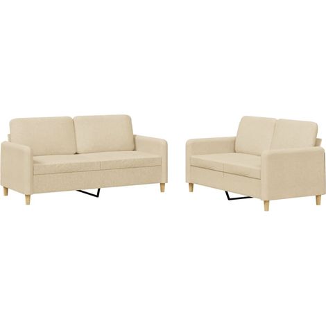 Maison Exclusive - Set di Divani 2 pz con Cuscini Crema in Tessuto