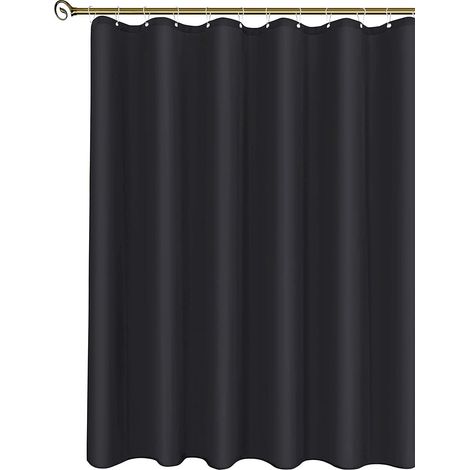 Narrow fabric shower curtain with black lining, 36 inches wide by 72 inches long, water-resistant bathroom curtains, rust-resistant grommets (6 holes), weighted bottom, machine washable (1/4)