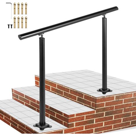 Rambarde d'escalier extérieure, 91,4 cm, 86,4 cm. Rambarde d'escalier extérieure noire, réglable de 0 à 60 degrés. Rambarde en aluminium noir pour escalier extérieur de jardin.