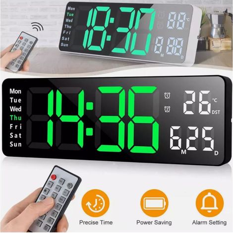 Grande Horloge Murale Digitale LED pour Seniors - Affichage Extra-Large de l'Heure, de la Date, de la Température et du Calendrier - Parfaite pour Salon ou Bureau (1/5)
