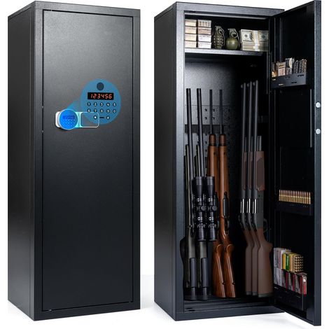 COSTWAY Armoire à Armes pour 6 Fusils, Coffre-Fort 3 Façons de Verrouillage (1/5)